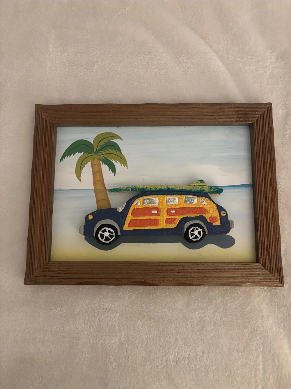 Pottery Barn Blue & Yellow Beach Van Wall Art Set